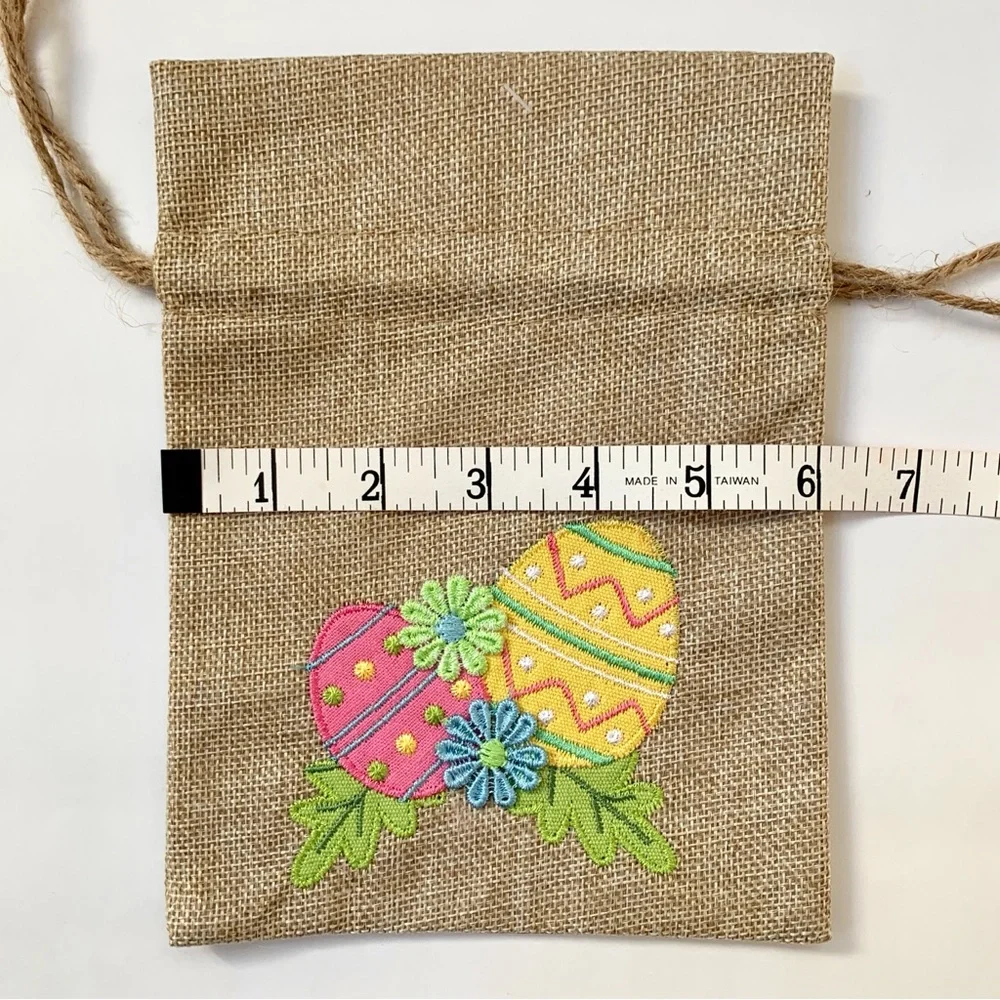 Pier 1 Easter eggs appliques burlap gift bags set of 4